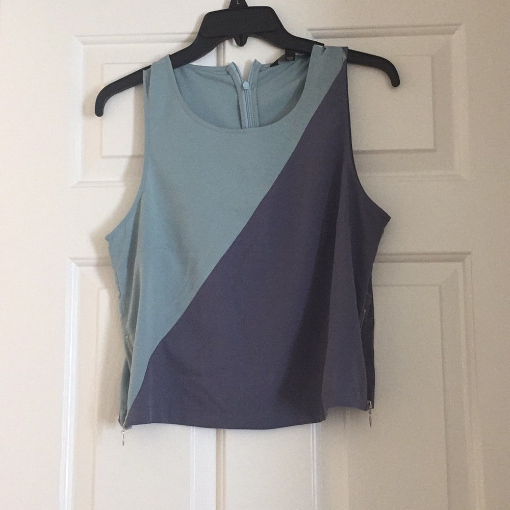 blouse blue and gray